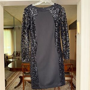 Elegant Black Sequin Dress by Adrianna Papell